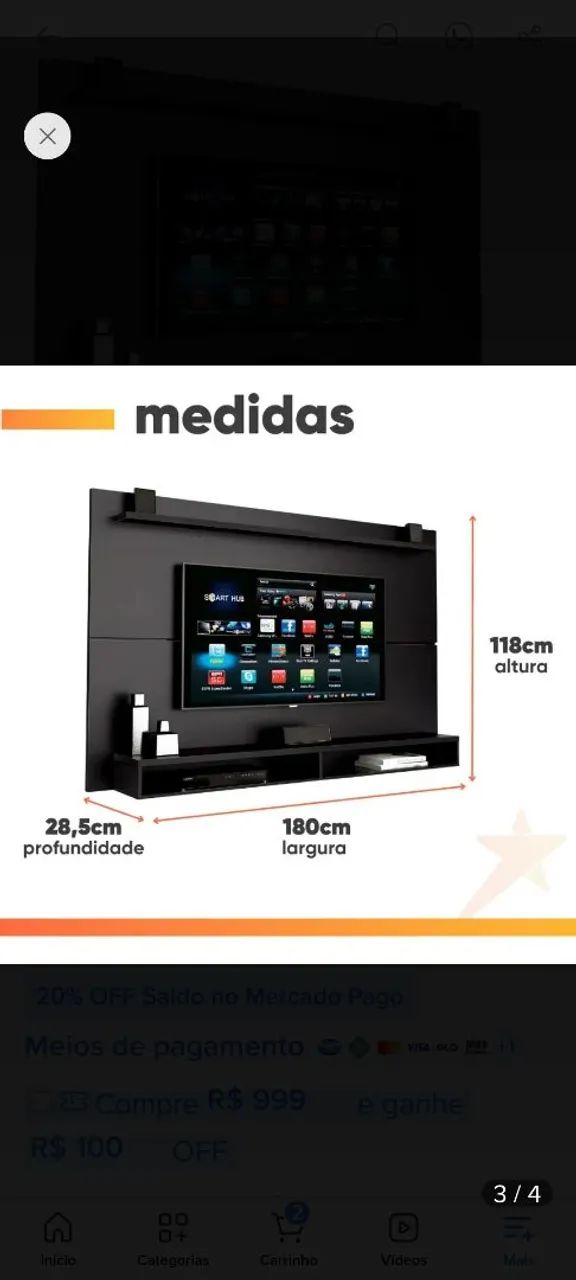 Painel de tv preto  - Foto 2