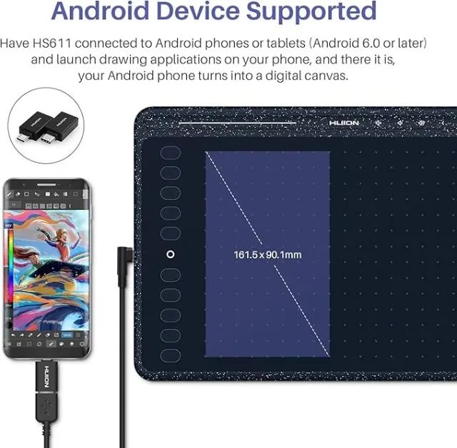 Mesa Digitalizadora Huion HS611 Cinza + Caixa | 8192 Níveis | USB-C - Foto 2