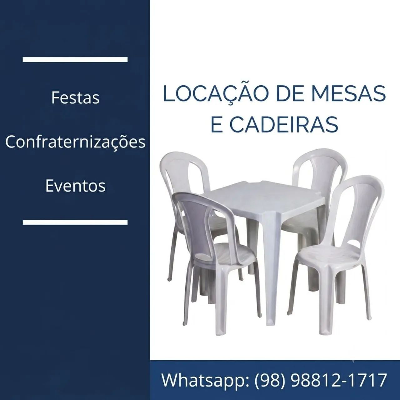 Mesas, cadeiras, tampões e toalhas 