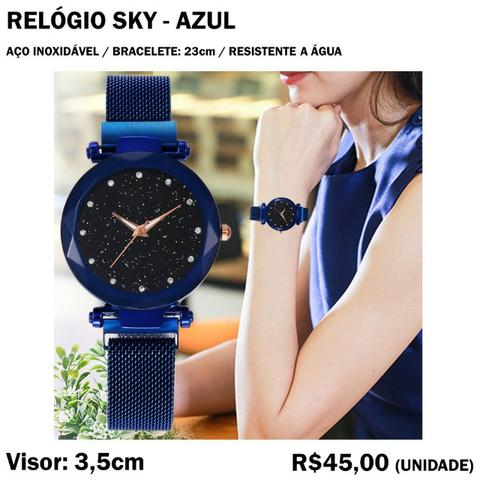 Relógio Sky Azul Fecho com Ímã