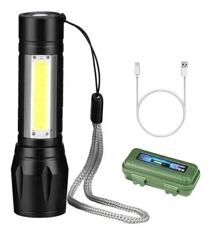 Mini Lanterna Tática Com Led E Zoom Recarregável Usb<br><br>