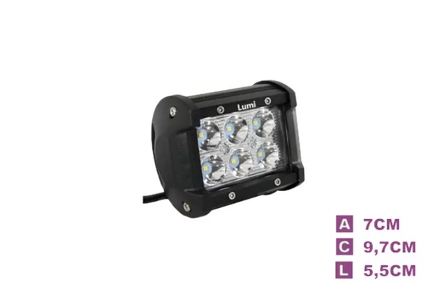 Farol Milha 18w Quadrado