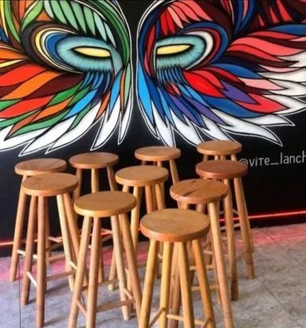 Banqueta 70cm em carvalho - sem encosto - Foto 5