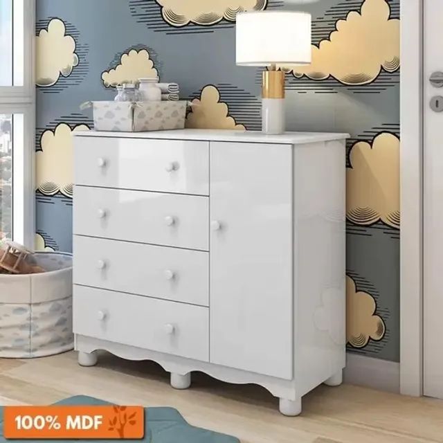 Comoda Infantil C/ Porta Junior Peroba, 100% MDF 
