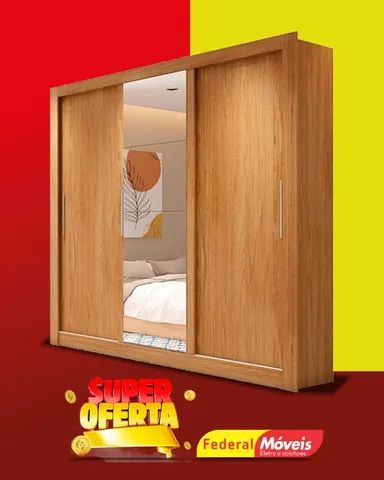 Guarda Roupa 3 Portas 4 Gavetas com Espelho Super Lindo Fazemos Entrega 