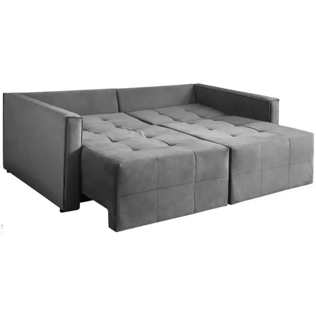 Sofá Cama Berlim 3 Lugares Tecido Linho 200cm Aifos Marrom - Foto 5