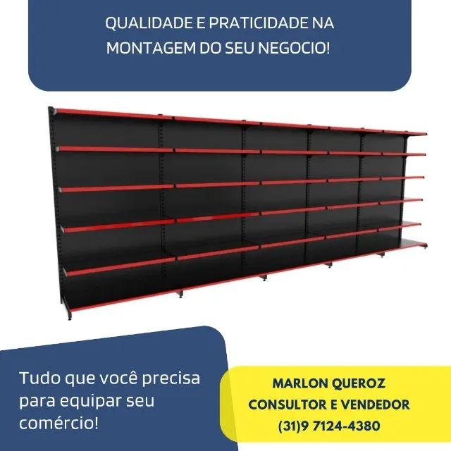 Gondola de Parede Cor Preta 5x2 M