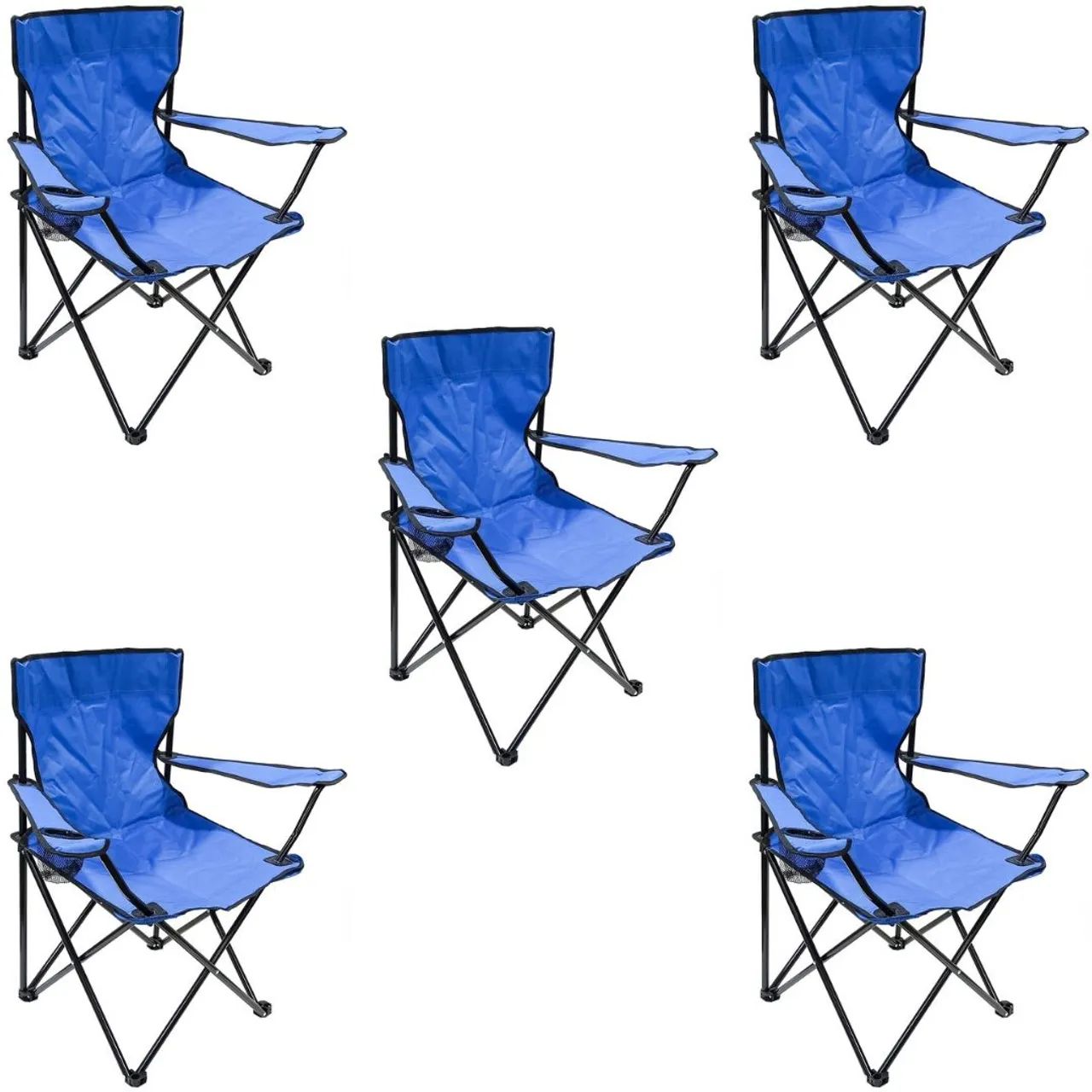 Conjunto com 5 cadeiras dobráveis azuis novas lacradas - Foto 2