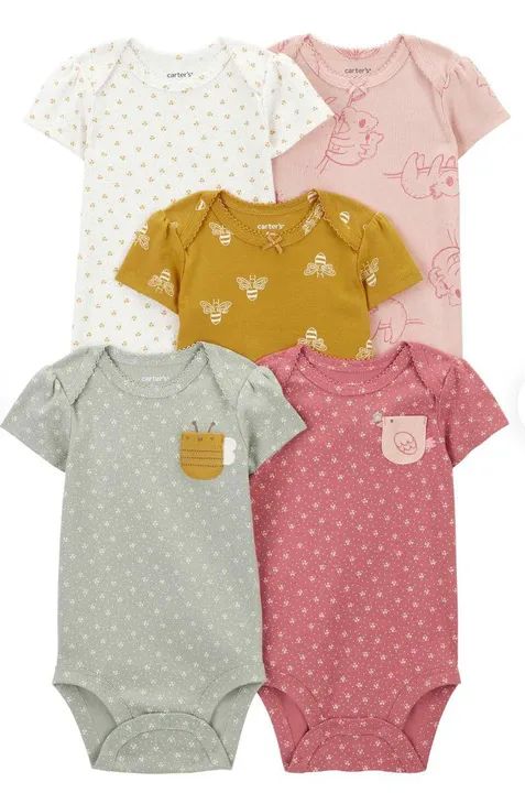 Kit 5 Bodies Bebê Menina Carter's - Flores e Abelhas