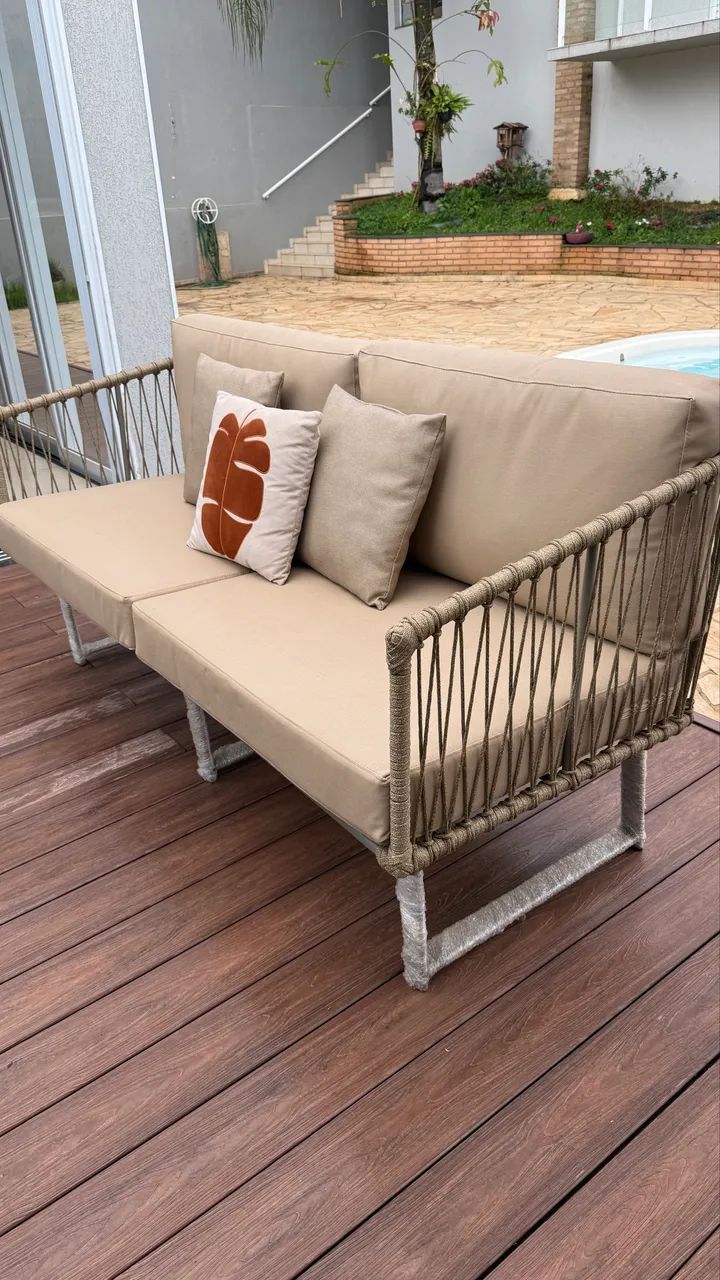 Sofa área externa alumínio corda nautica área gourmet churrasqueira  - Foto 2