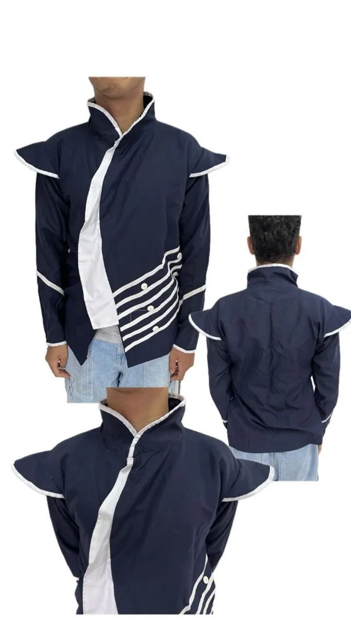 Jaqueta Azul com Detalhes Brancos - Estilo Único