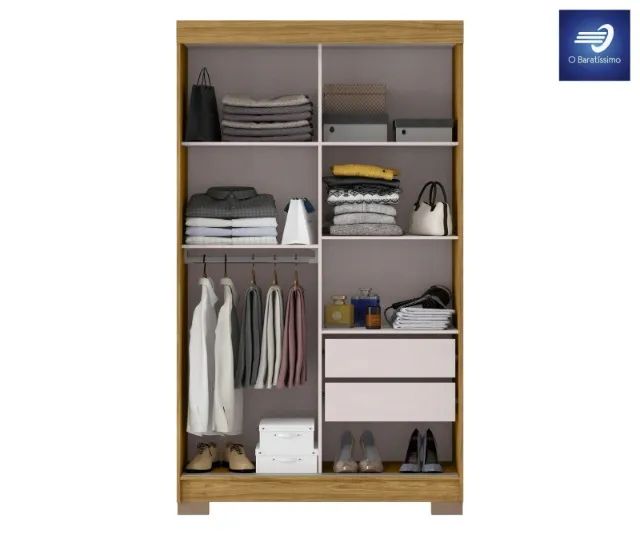 Guarda-Roupa Solteiro 2 Portas 2 Gavetas - Foto 3