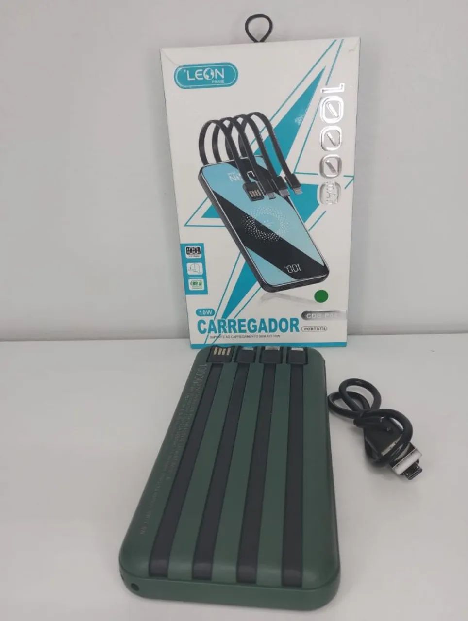 Carregador Portátil 10000 mAh 18W Leon Prime Verde