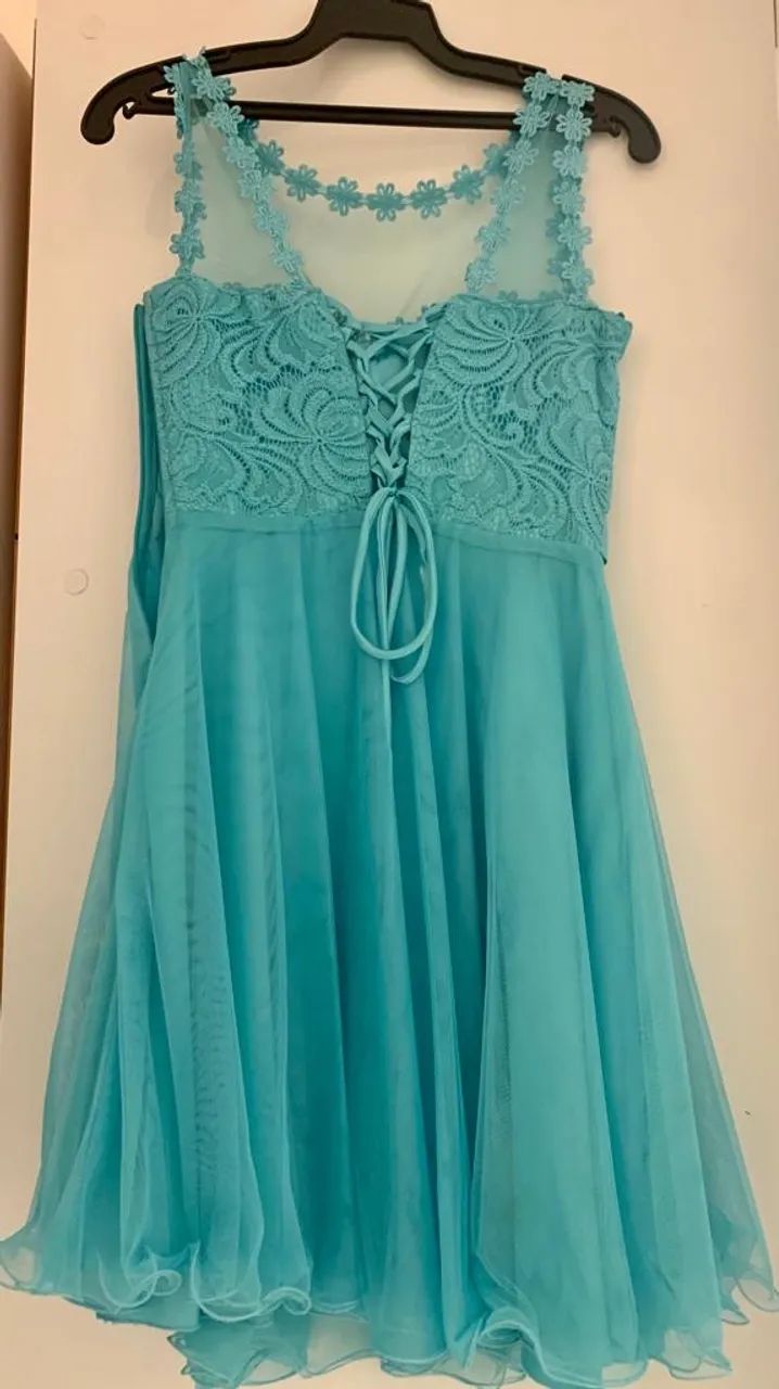 Vestido de renda azul turquesa - Foto 5
