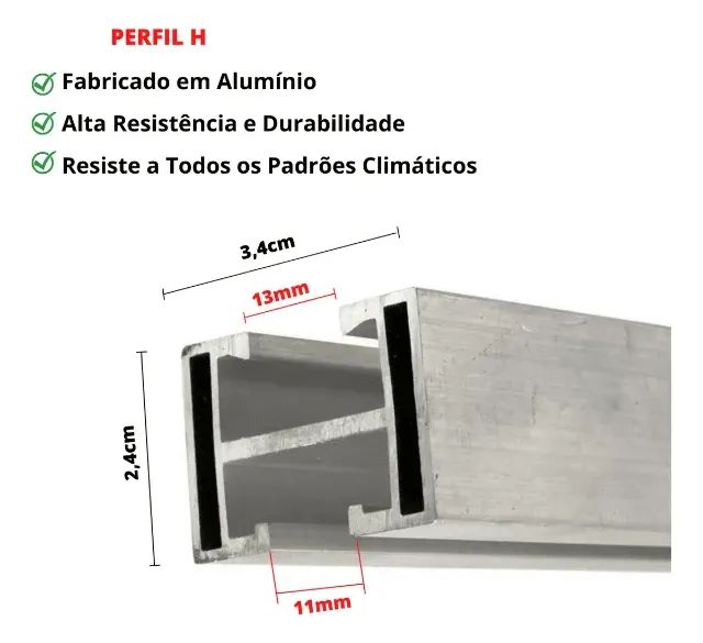 Perfil Barra Trilho Fixa Placa Painel Solar 2,40m Kit 02 Un mais Suporte  - Foto 4