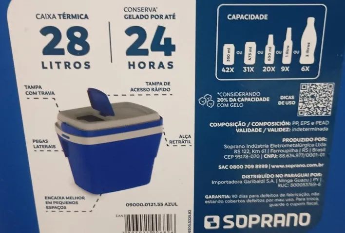 Caixa Térmica 28l Tropical Azul Soprano