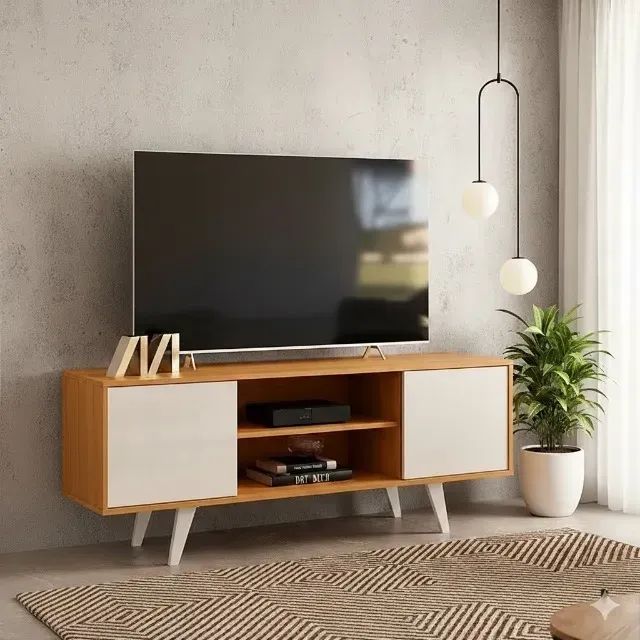 Rack bancada cinamomo off white para tv ate 55 polegadas