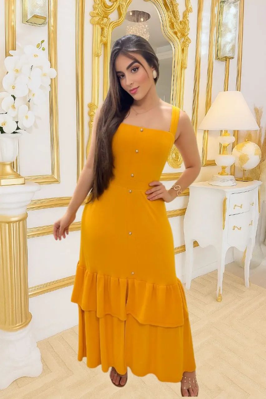 Vestido Longo Suede Moda Feminina Casual - Foto 3