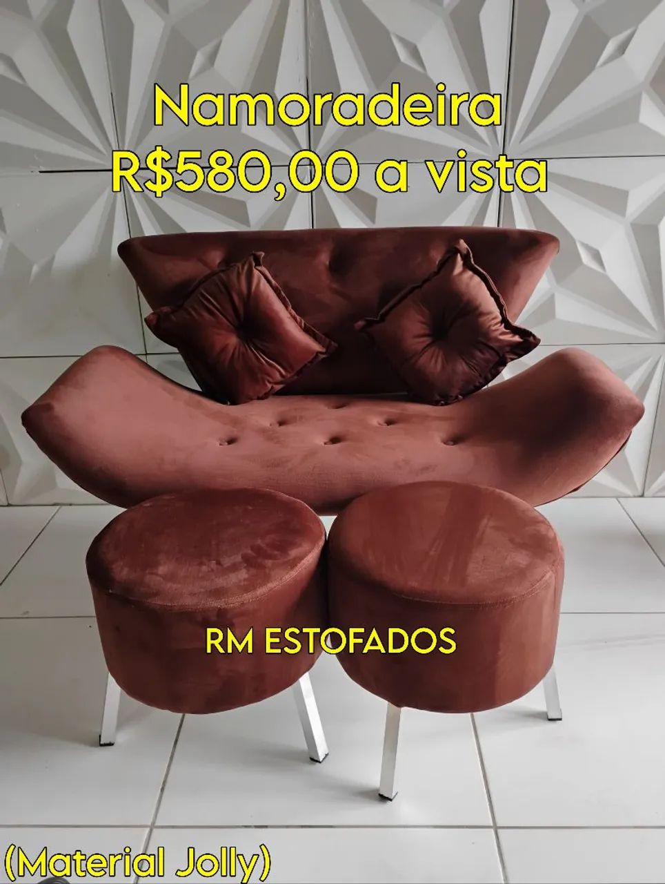 Namoradeira com 2 puffs 