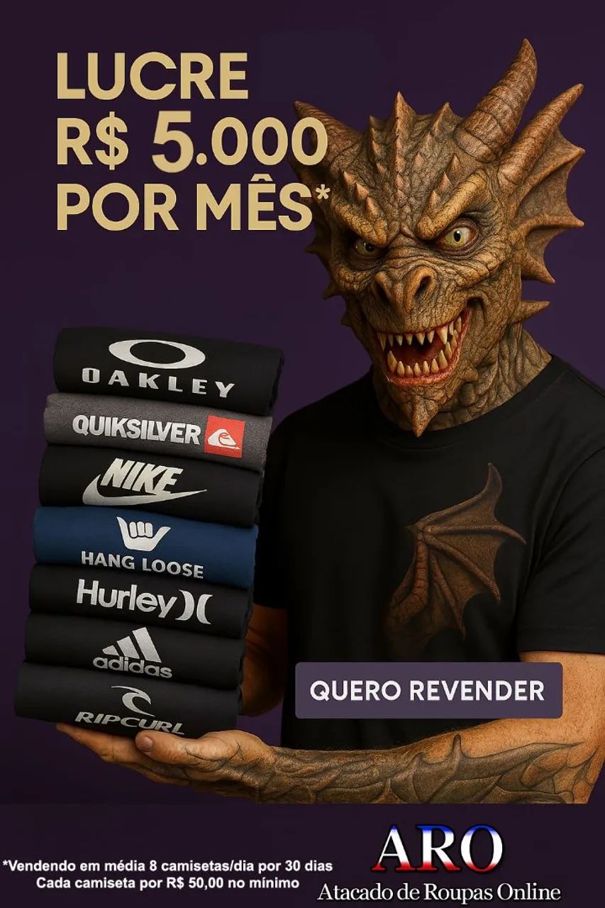 Camisetas de Marcas Famosas em Atacado Revenda e Lucre! Roupas