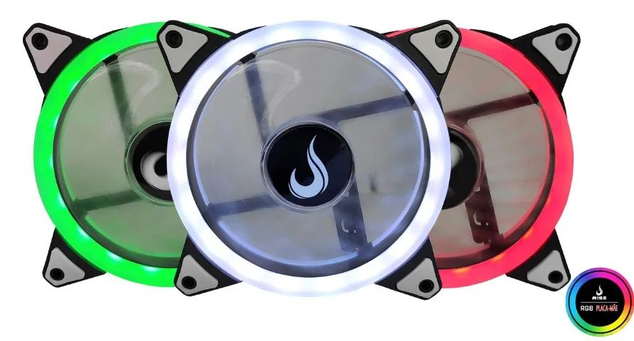 Kit 3 Cooler Fan 120mm Rise Mode Smart com Controladora e Controle - WZetta - Foto 2