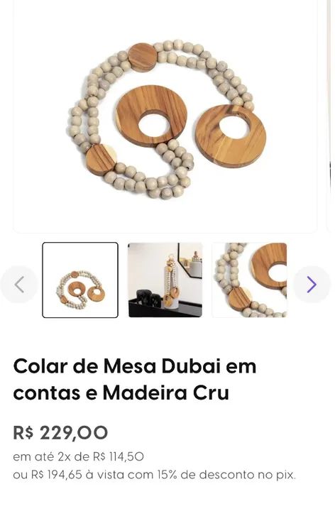 Colar de Mesa Decorativo Dubai Novo - Aceito Cartão