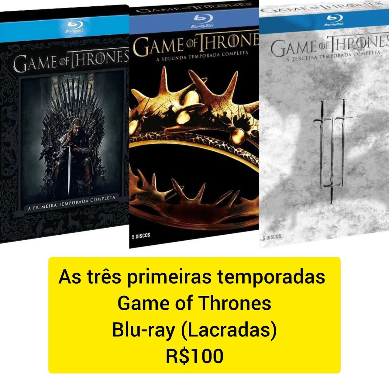 Blu ray três temporadas de Game of Thrones 