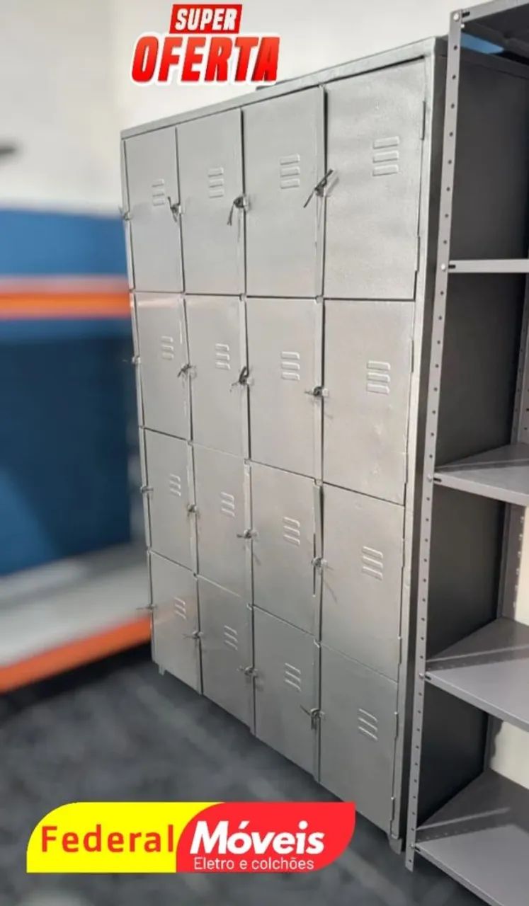 Armário Roupeiro de Aço para Academia ou Vestiário - 16 Portas - Novo!
