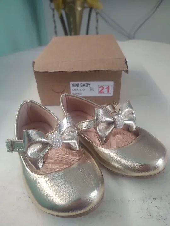 Sapatilhas Douradas Bebê Mini Baby Nº 21