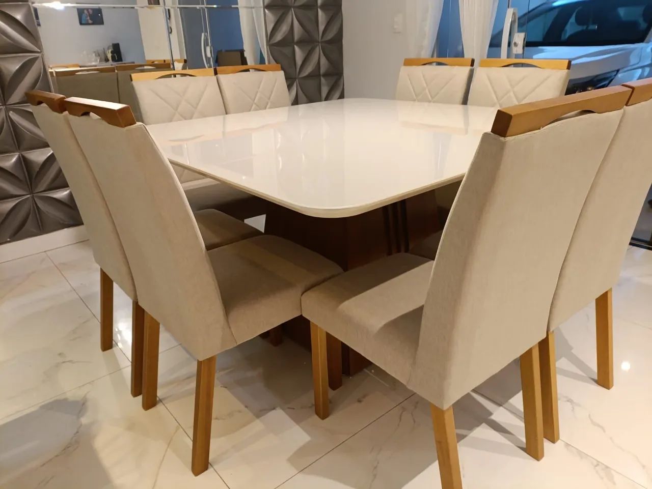 Mesa de Jantar 8 Cadeiras  - Nova cadeiras em linho 