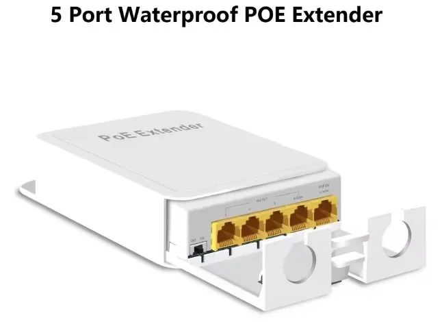 Extensor poe à prova d'água de 5 portas, repetidor poe, transmissão de 1000mbps, rede.