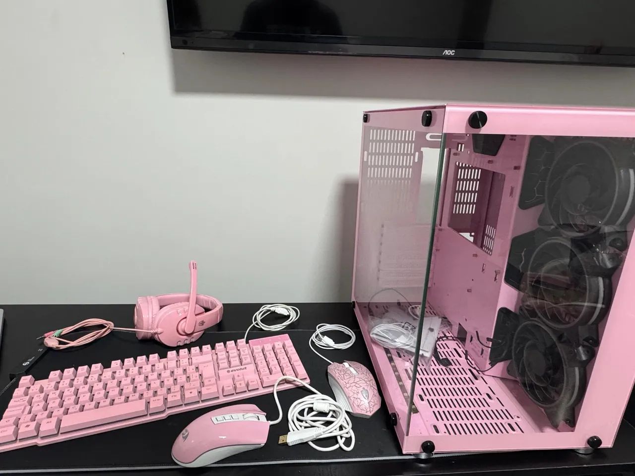 Kit Gamer Rosa - Teclado, Mouse e Headset64253346872194120