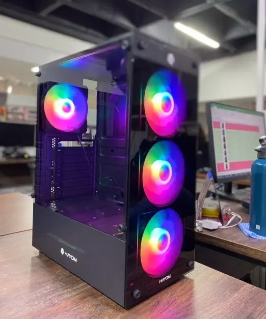 Gabinete gamer Hayom, com 4 fans, mid, vidro temperado, novo, lacrado! - Foto 2