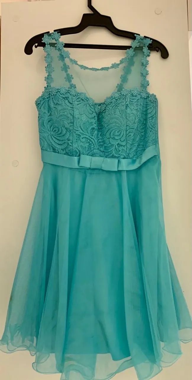 Vestido de renda azul turquesa - Foto 4