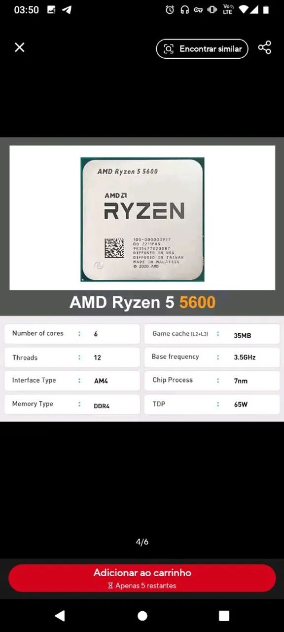 Kit Placa Mãe Pichau Danuri B550M-PX DDR4 mais Ryzen 5600 - Foto 4