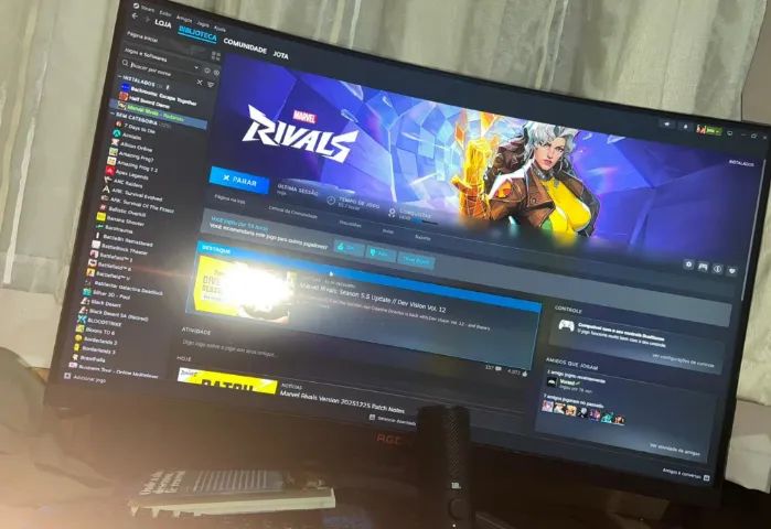 PC GAMER + MONITOR RECURVO 32" 165HTZ + CONTROLE DE PS5 PRETO + MICROFONE DE MESA JBL - Foto 3