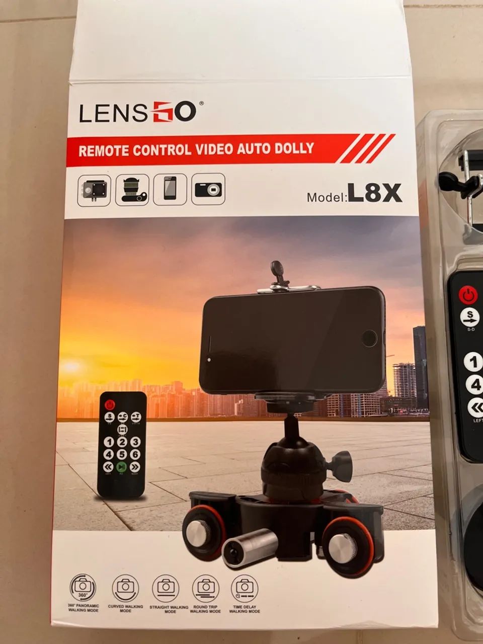 Carrinho de controle remoto para camera e celular - Lensgo L8X