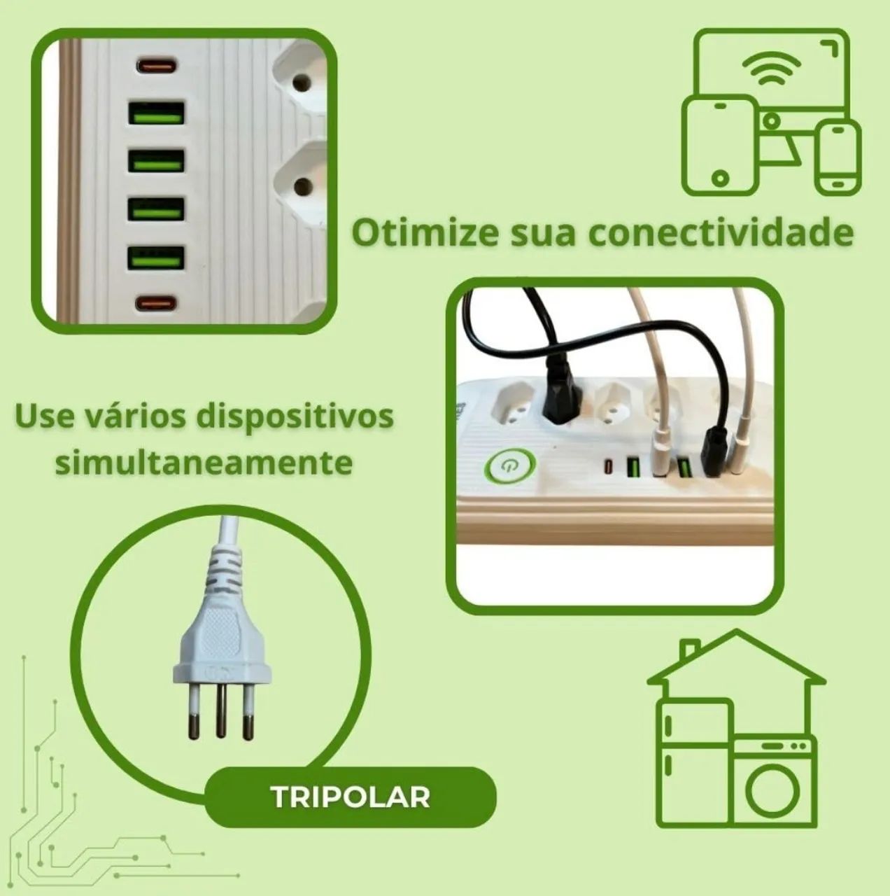 Tomada - Extensão  com USB-C e USB - Foto 5