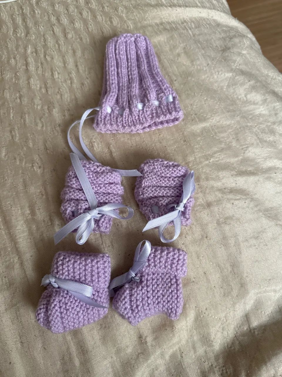 Conjunto bebê pré matura ou boneca lilás 