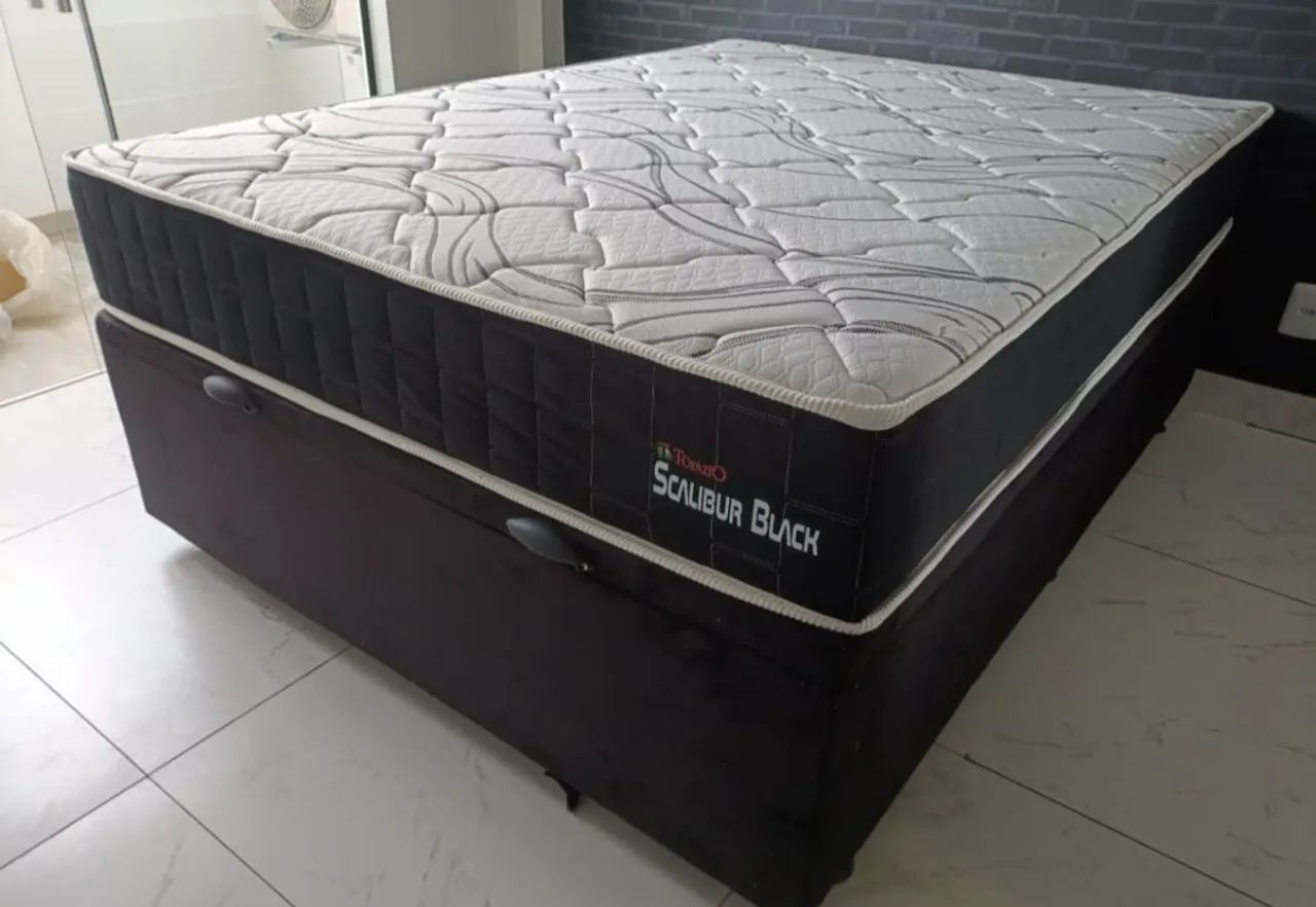 Cama box com bau colchao black molas ensacadas  - Foto 2