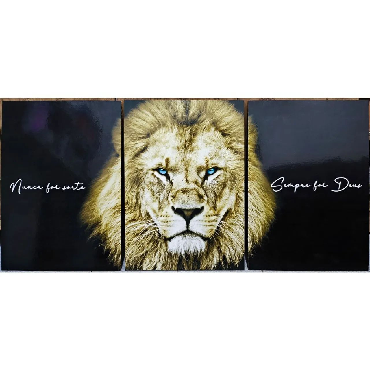 Quadro Decorativo Mosaico Leão, 87x41cm (3 partes) - Foto 3