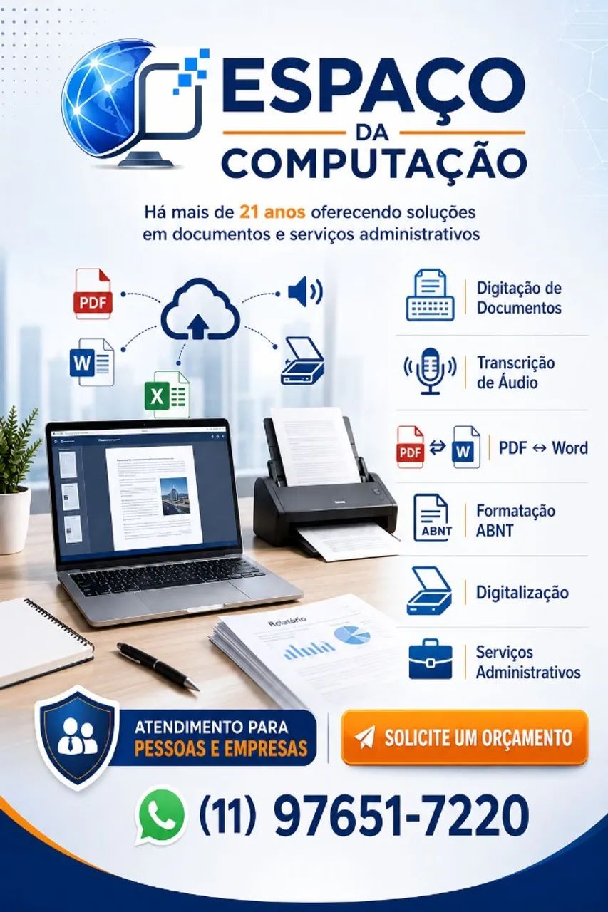Espaço da Computação - Serviços de digitação e serviços administrativos