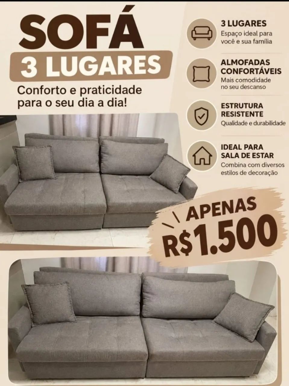 Sofá de 2,2 metros (casall) - Foto 3