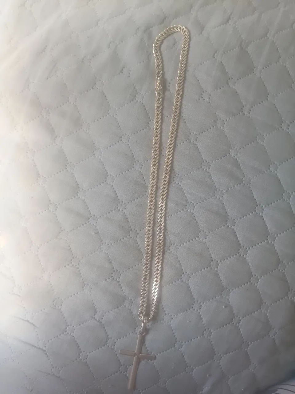Cordão de prata + cruz de prata 950 - Foto 2