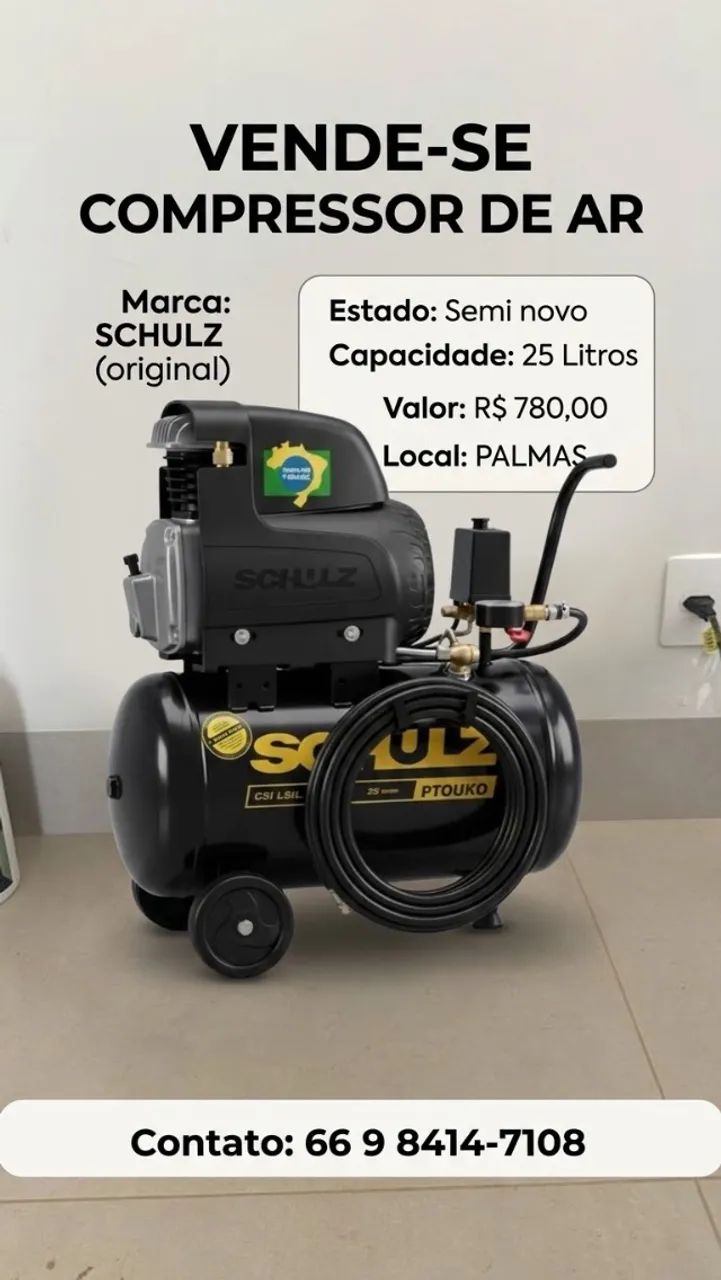 Vende-se compressor 25 litros 