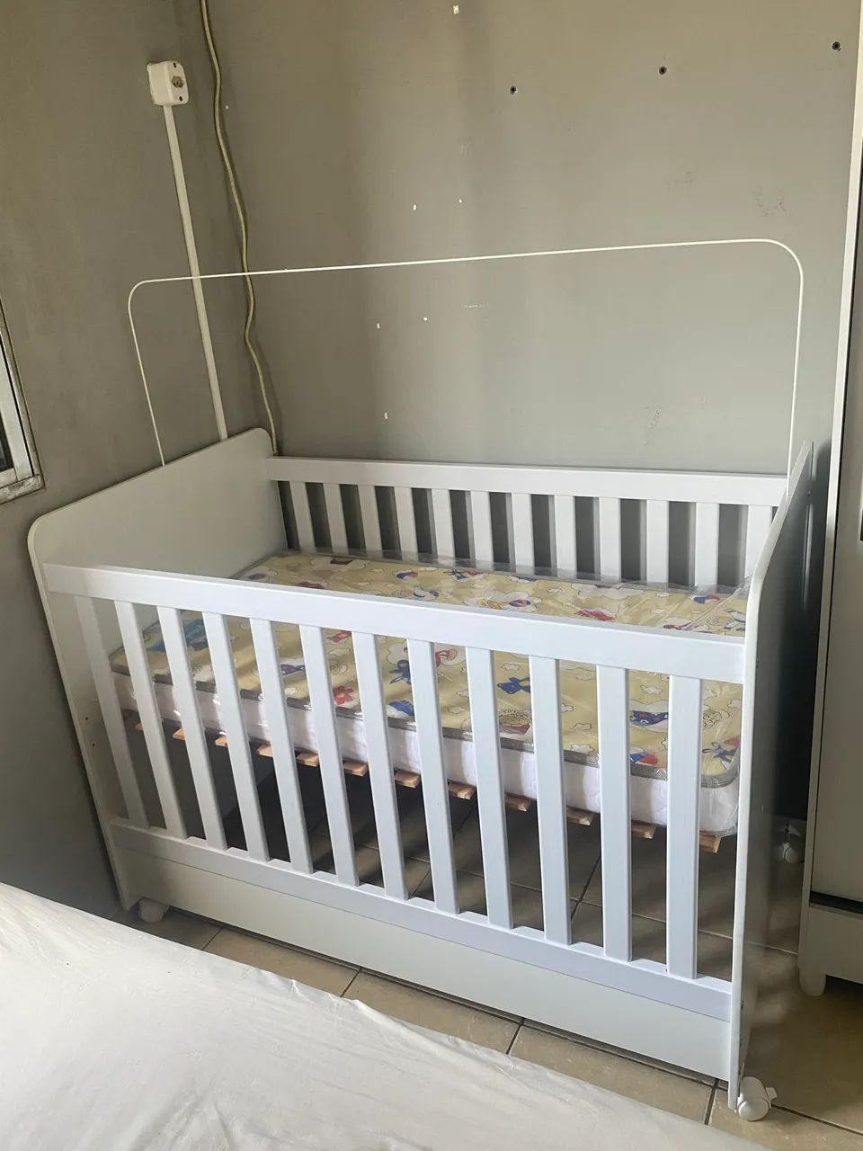 Berço 3 em 1 Branco + Colchão