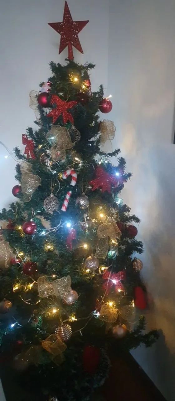 Arvore de Natal 1.80 com todos os enfeites e luzes 