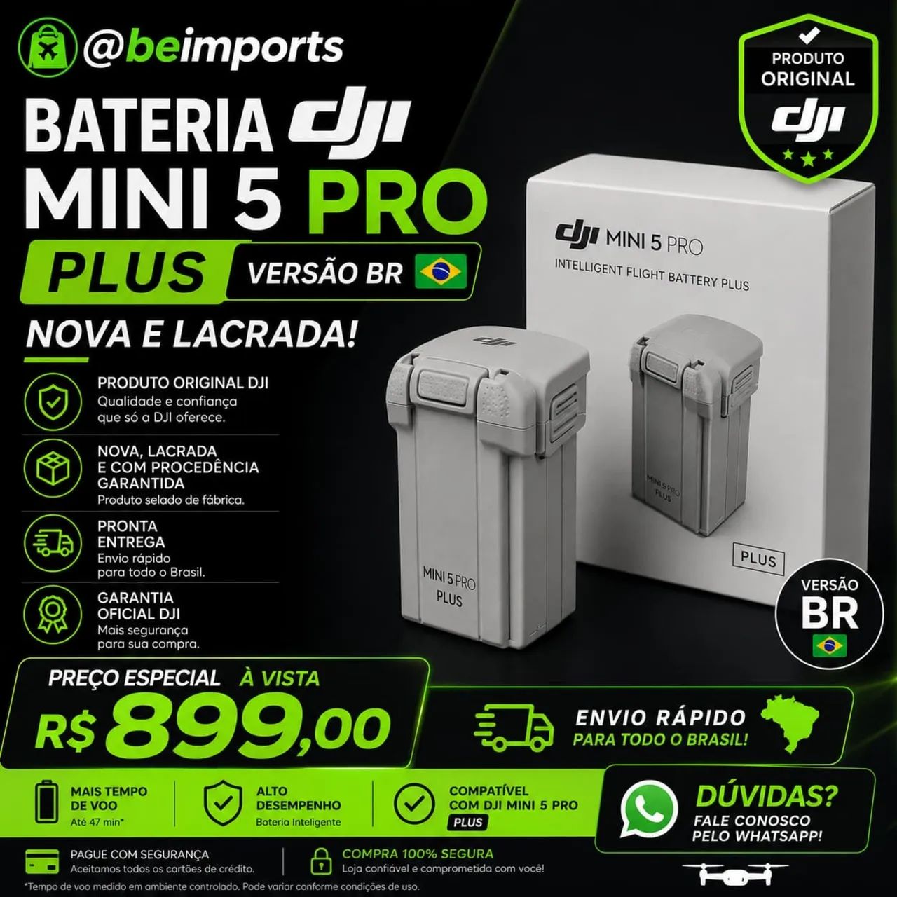 Bateria Dji Mini 5Pro/4 Pro PLUS (Novas) Em até 18x