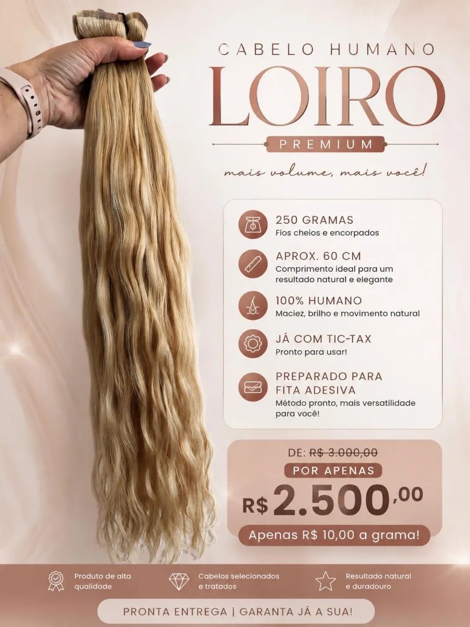Cabelo Humano Loiro - Foto 3