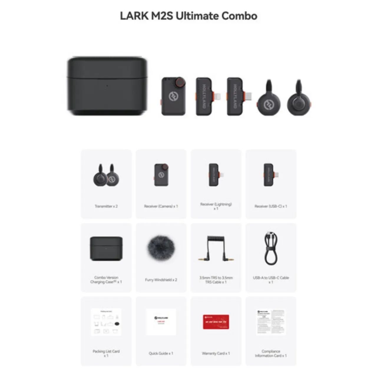 Microfone de Lapela Sem Fio Hollyland Lark M2S Ultimate Combo com USB-C/Lightning - Foto 2